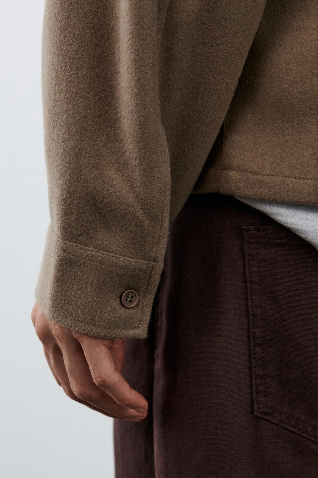 Рубашка теплая с карманами - цвет коричневый - 7