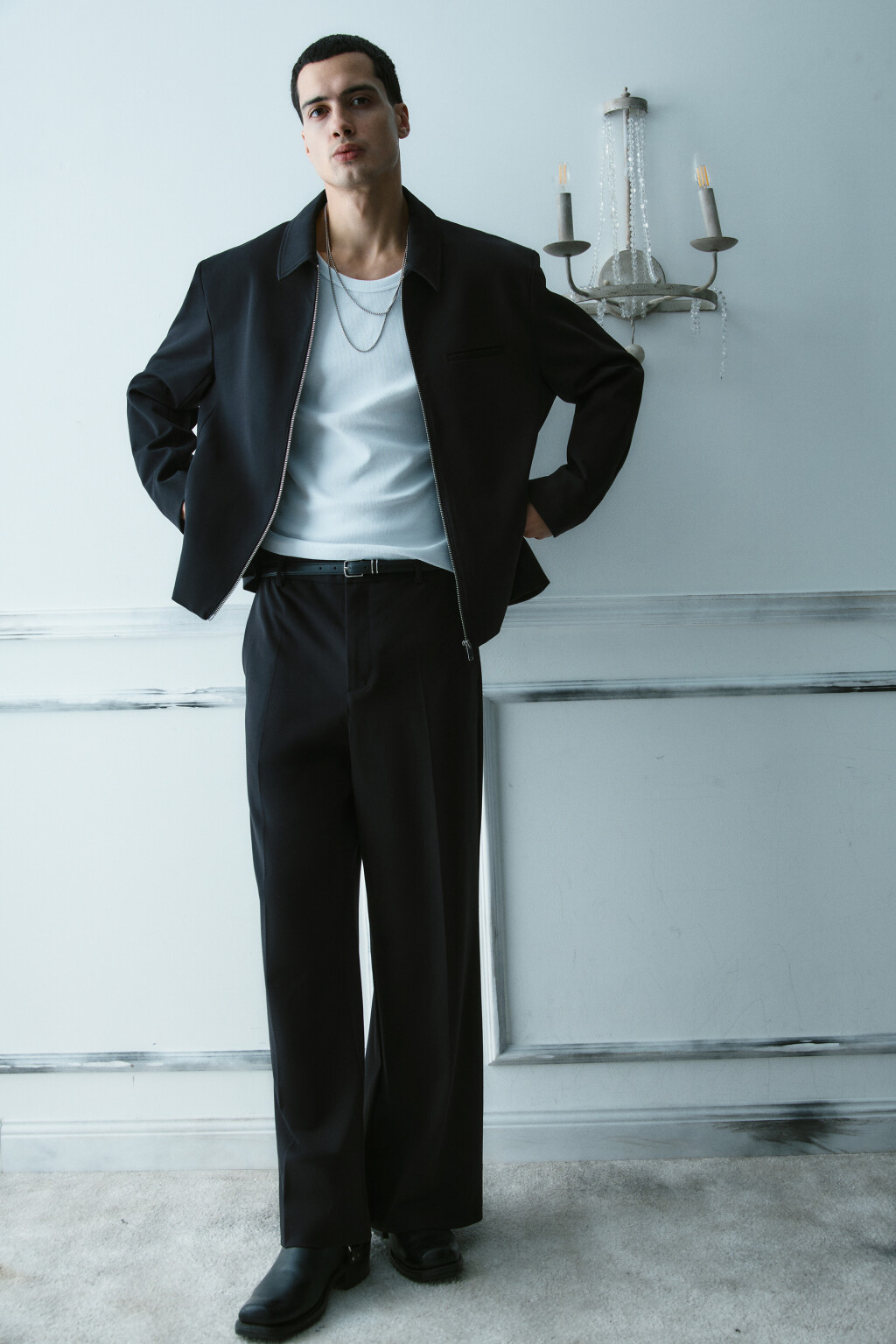 Пиджак короткий на молнии - цвет черный - 3