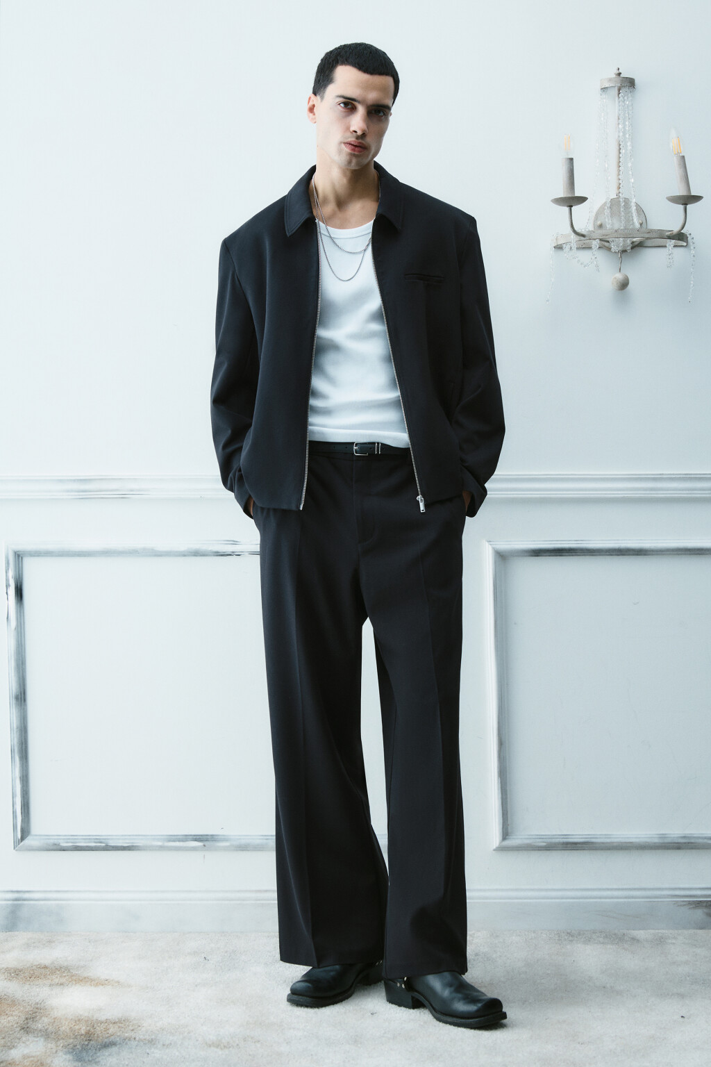 Пиджак короткий на молнии - цвет черный - 6