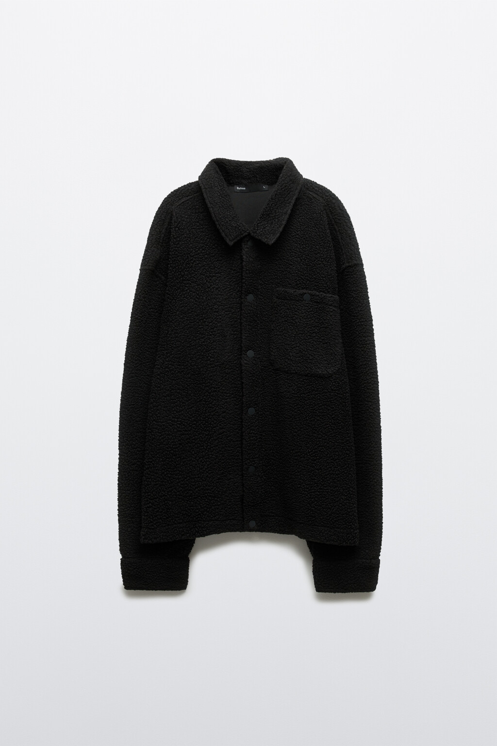 Рубашка-овершот флисовая с карманом - цвет черный - 10