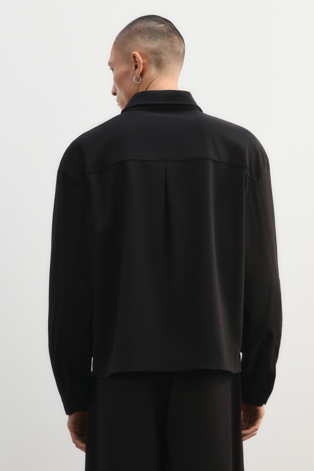 Рубашка-овершот на кнопках - цвет черный - 3