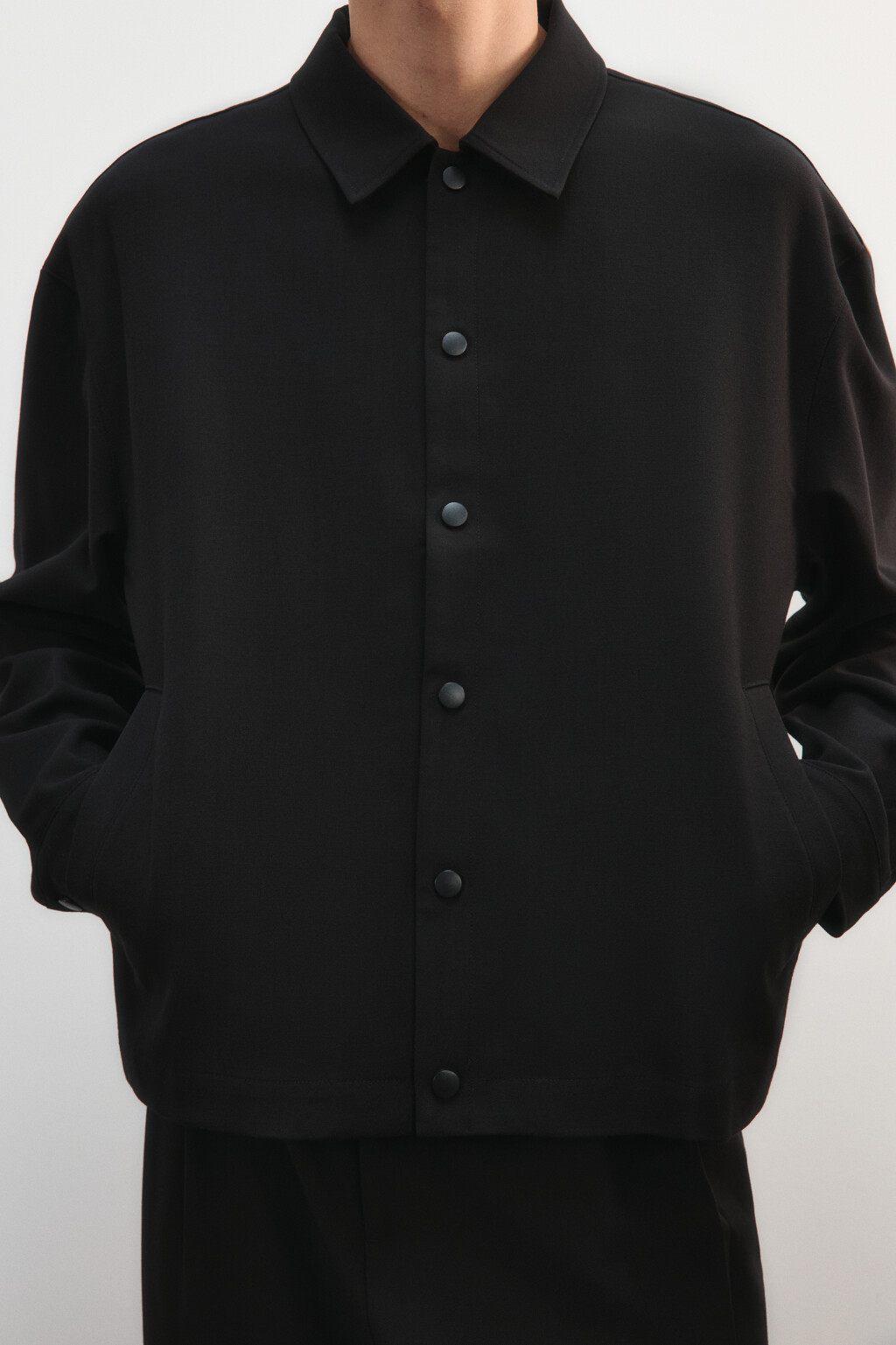 Рубашка-овершот на кнопках - цвет черный - 6