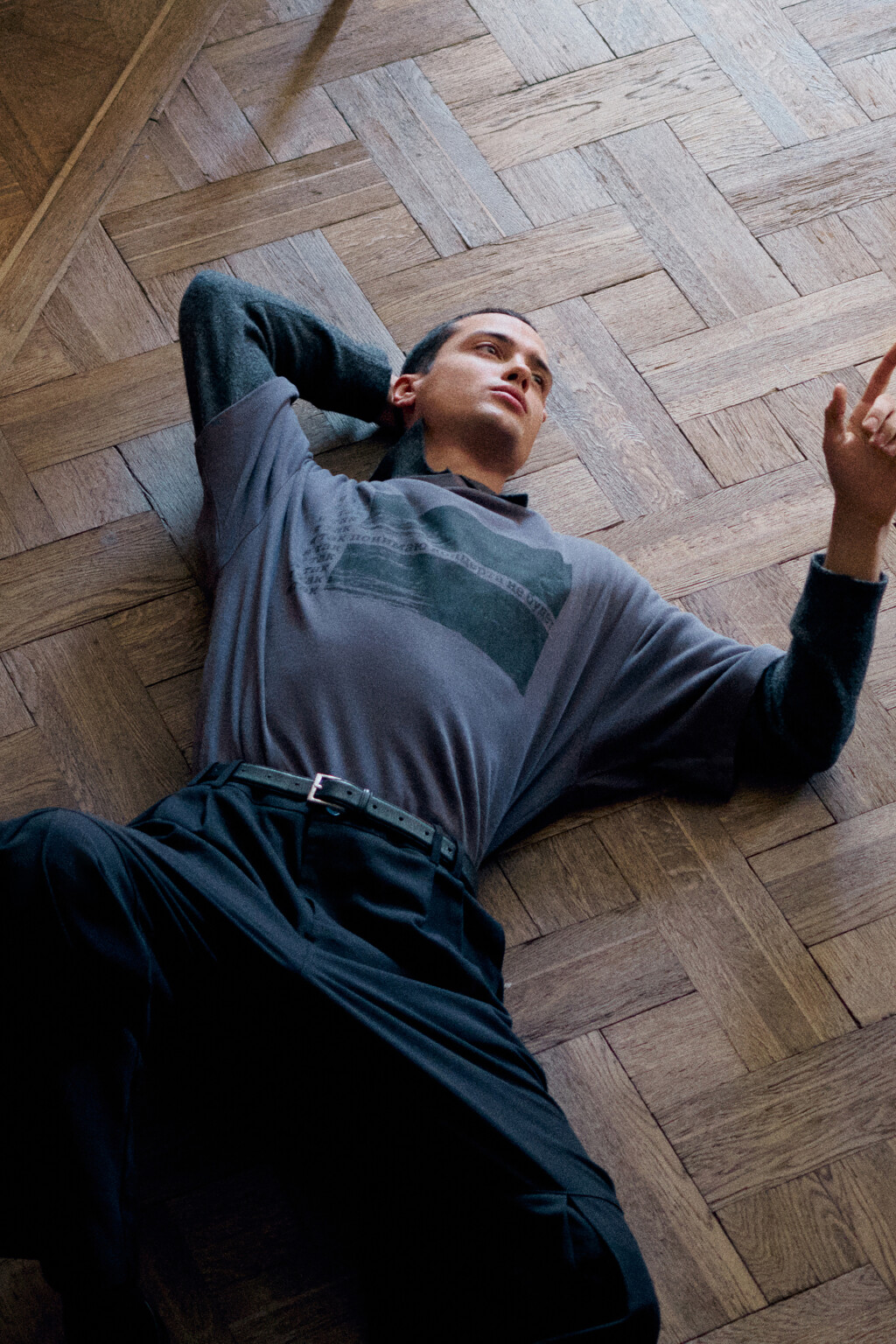 Футболка oversize с принтом - цвет серый - 9