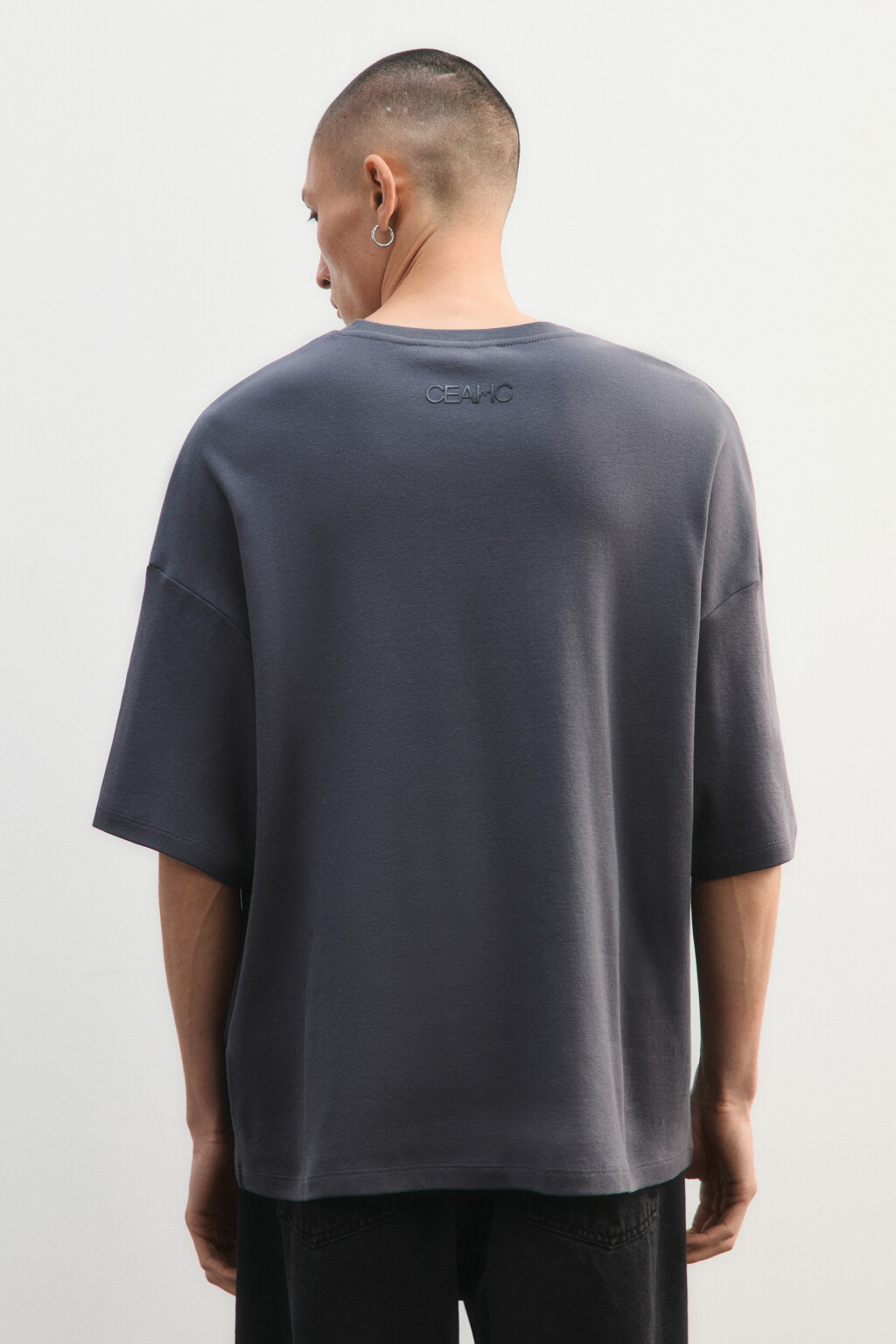 Футболка oversize с принтом - цвет серый - 4