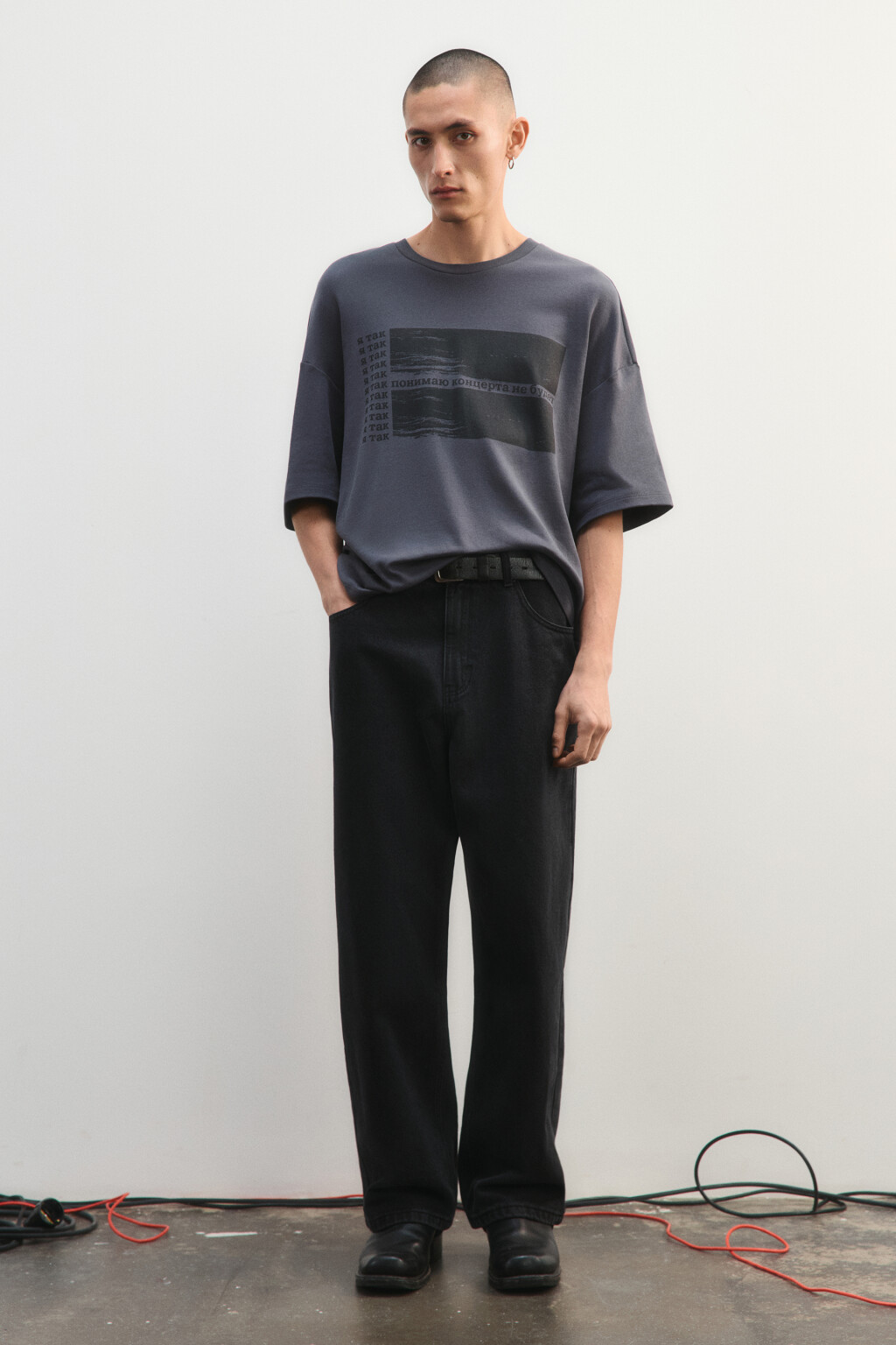 Футболка oversize с принтом - цвет серый - 5