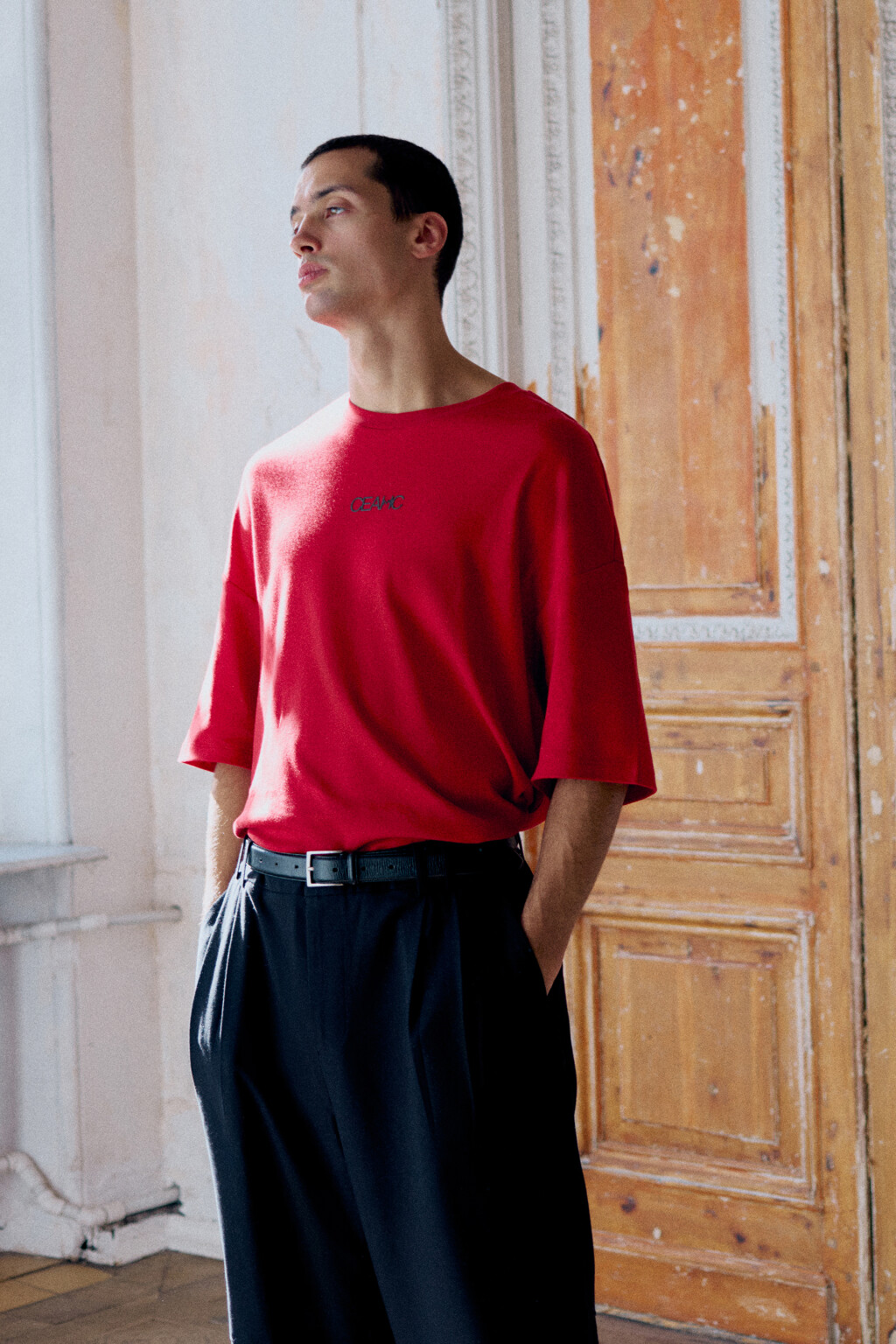 Футболка oversize с принтом - цвет красный - 8