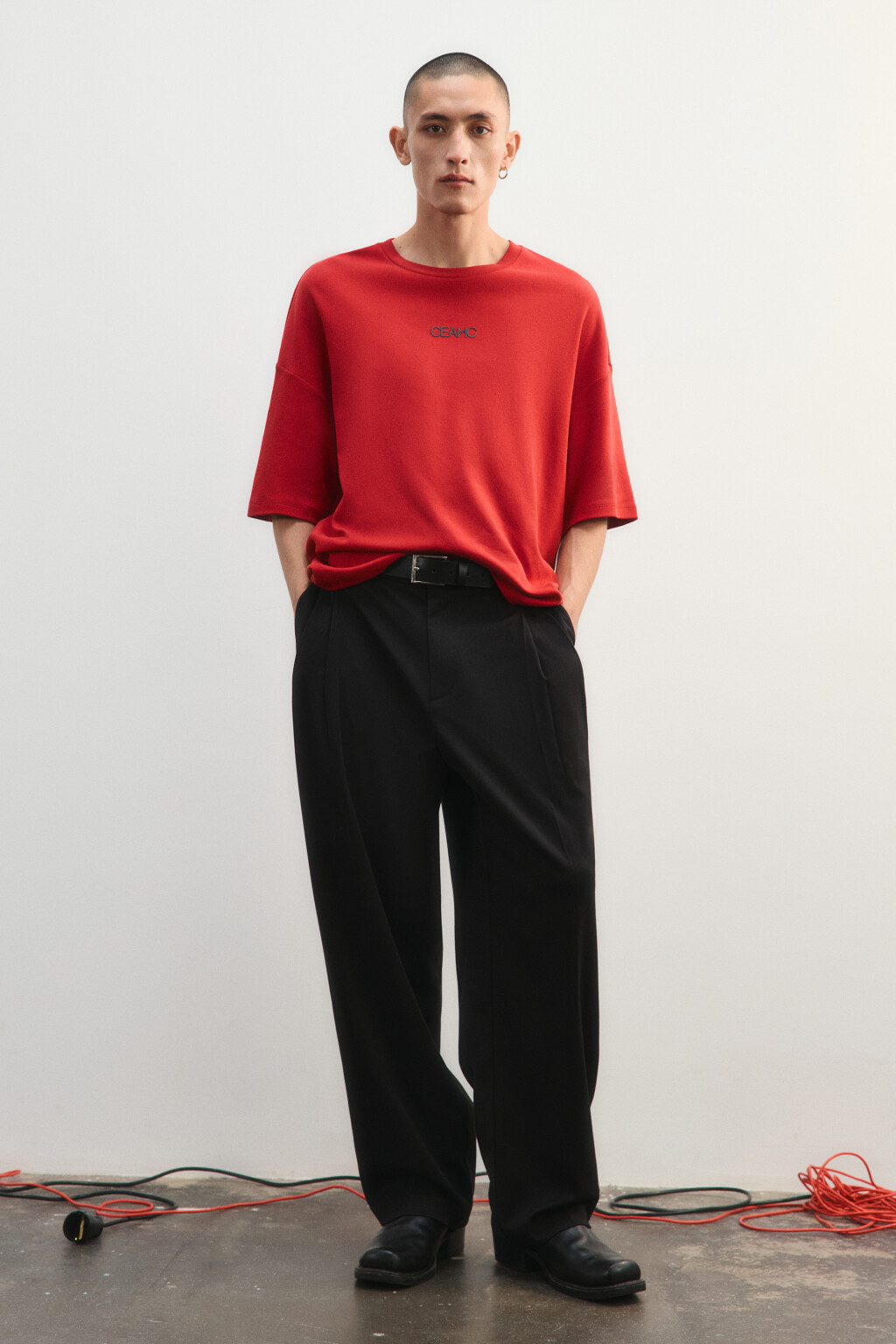 Футболка oversize с принтом - цвет красный - 4