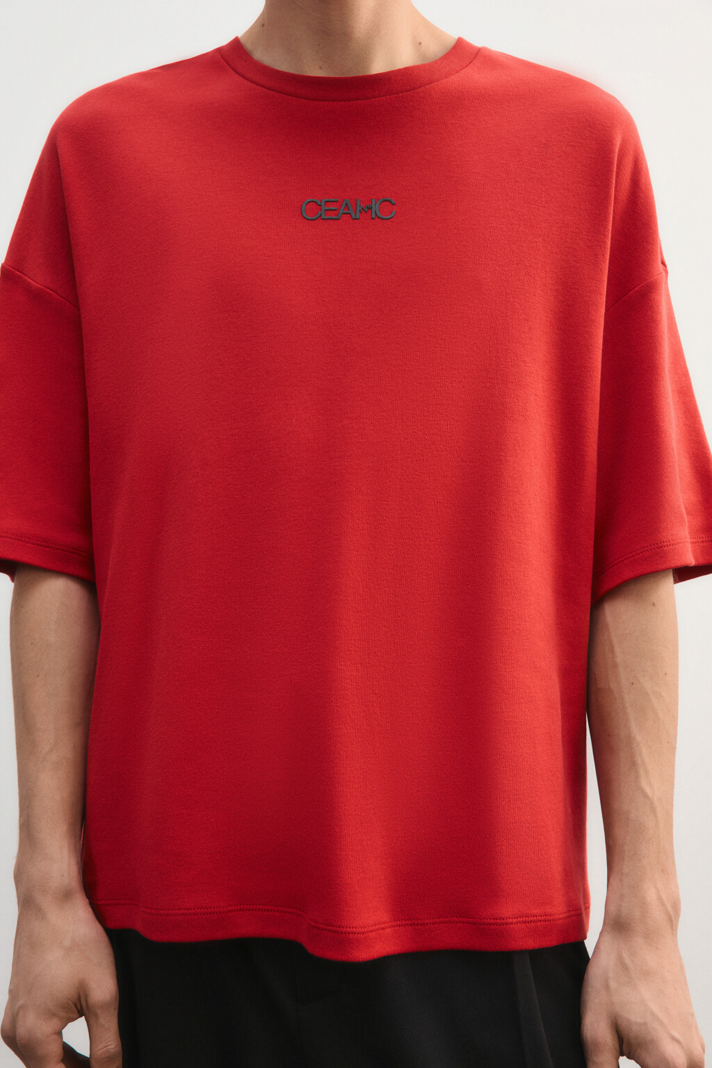 Футболка oversize с принтом - цвет красный - 5