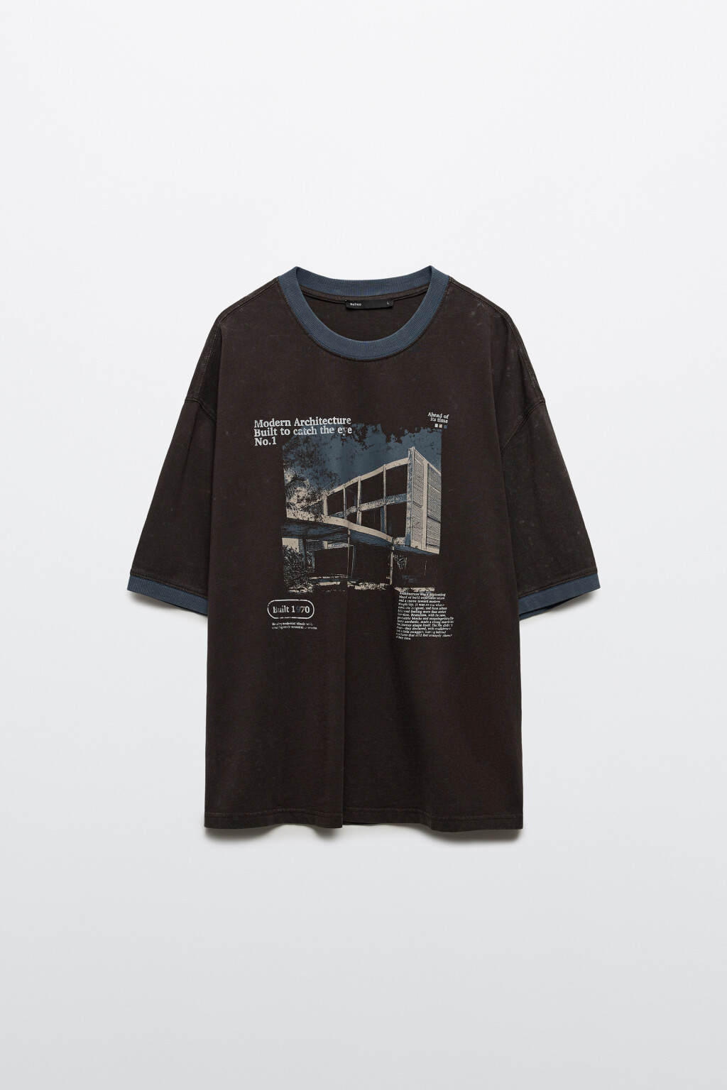 Футболка с принтом и окантовкой - цвет коричневый - 7