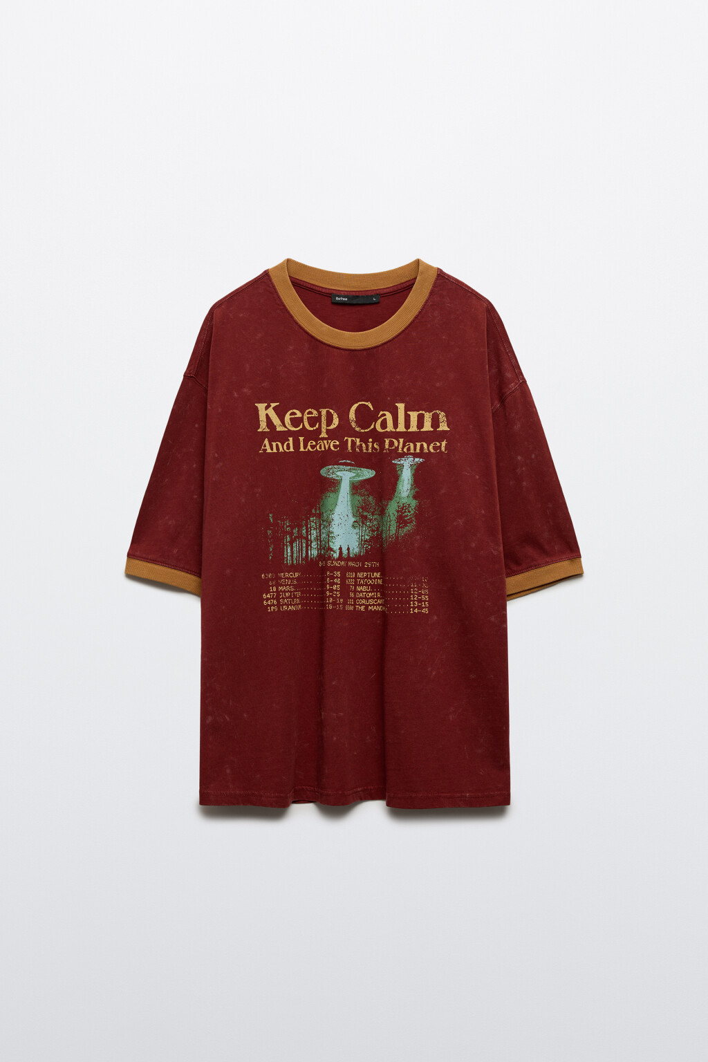 Футболка с принтом и окантовкой - цвет бордовый - 8