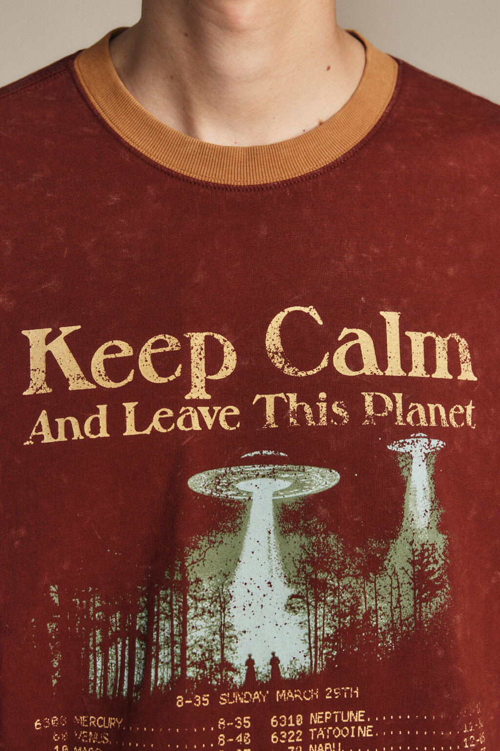 Футболка с принтом и окантовкой - цвет бордовый - 6