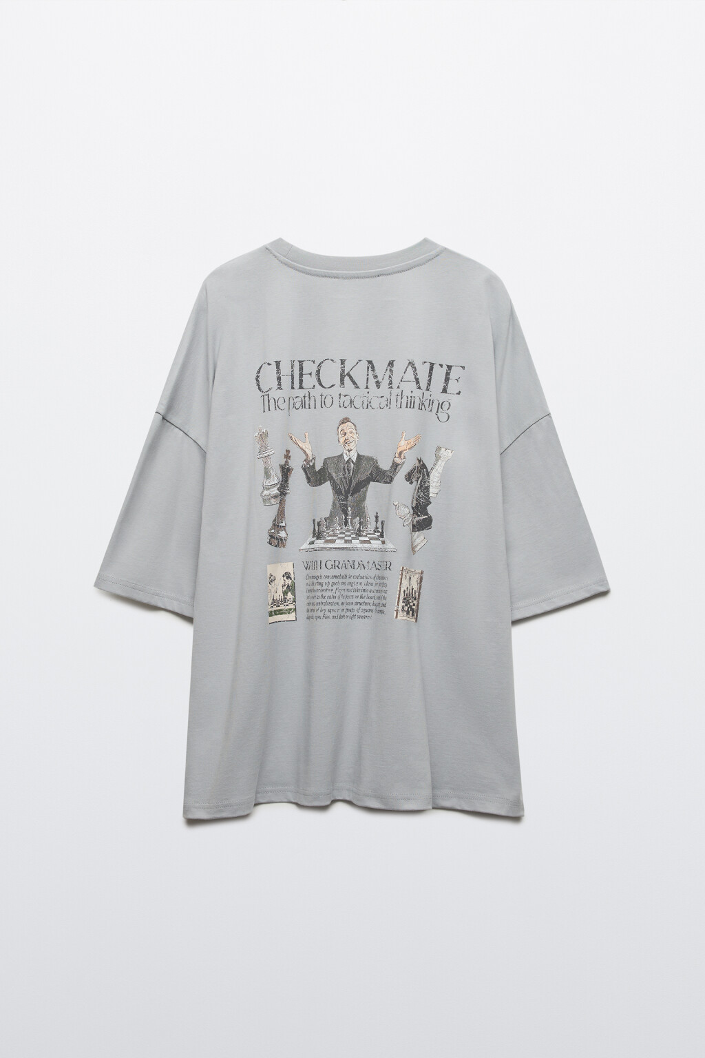Футболка хлопковая с принтом - цвет серый - 8