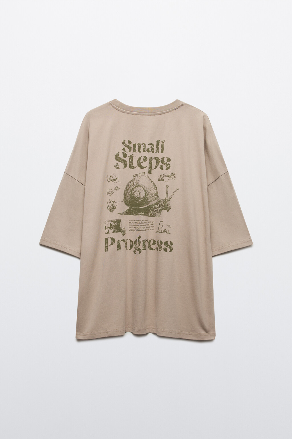 Футболка хлопковая с принтом - цвет бежевый - 8