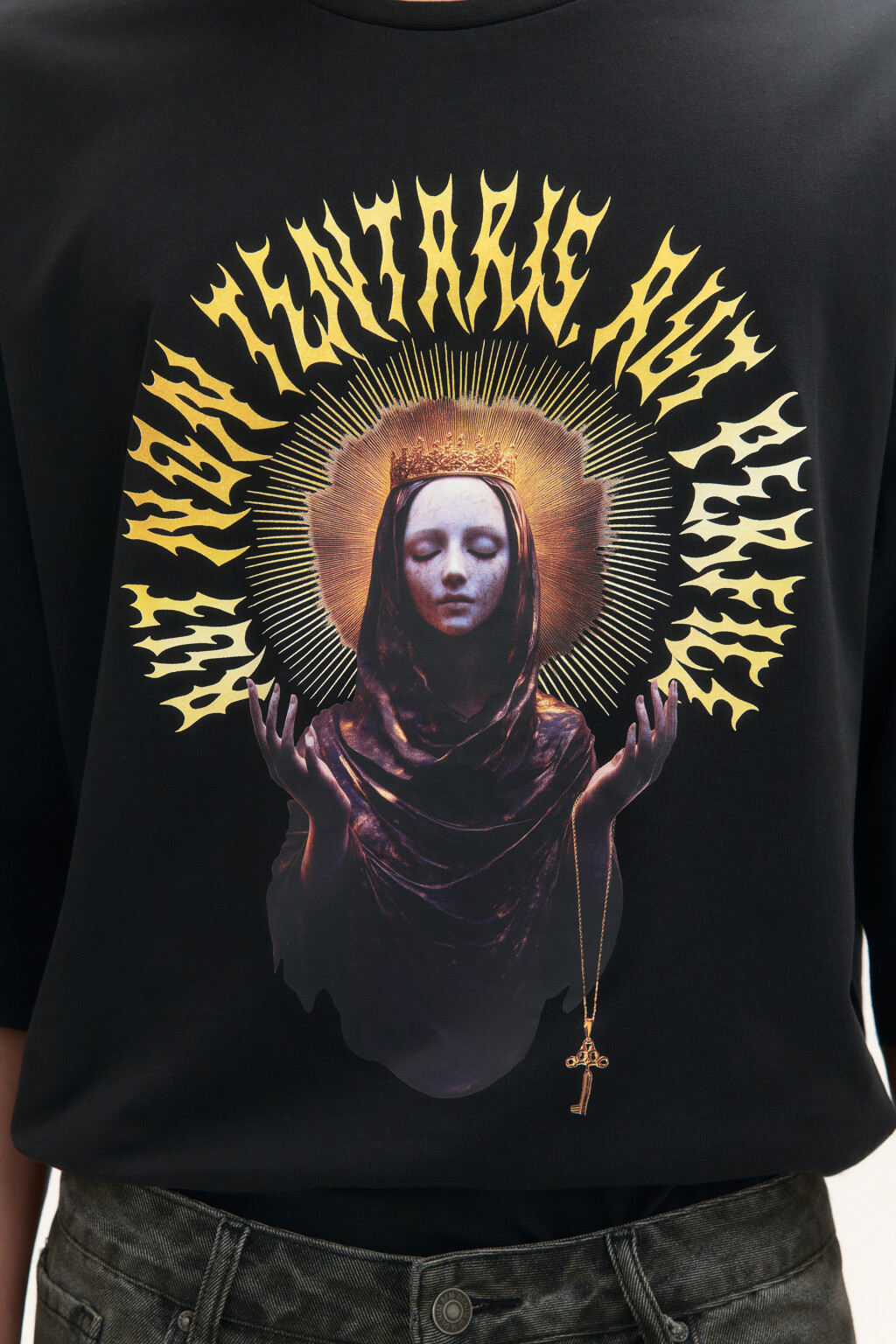 Футболка хлопковая с принтом - цвет черный - 6