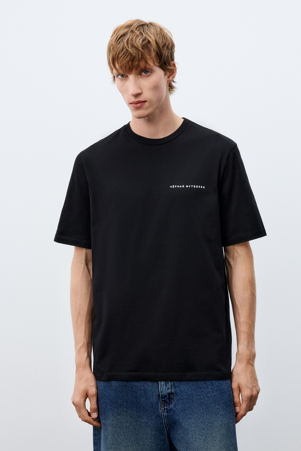 Футболка с принтом-надписью - цвет черный - 2