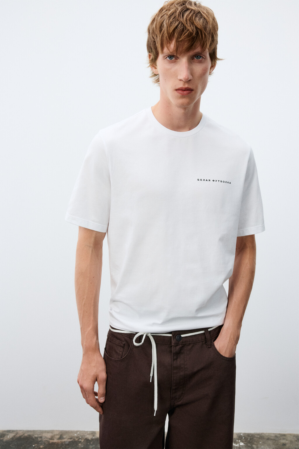 Футболка с принтом-надписью - цвет белый - 2