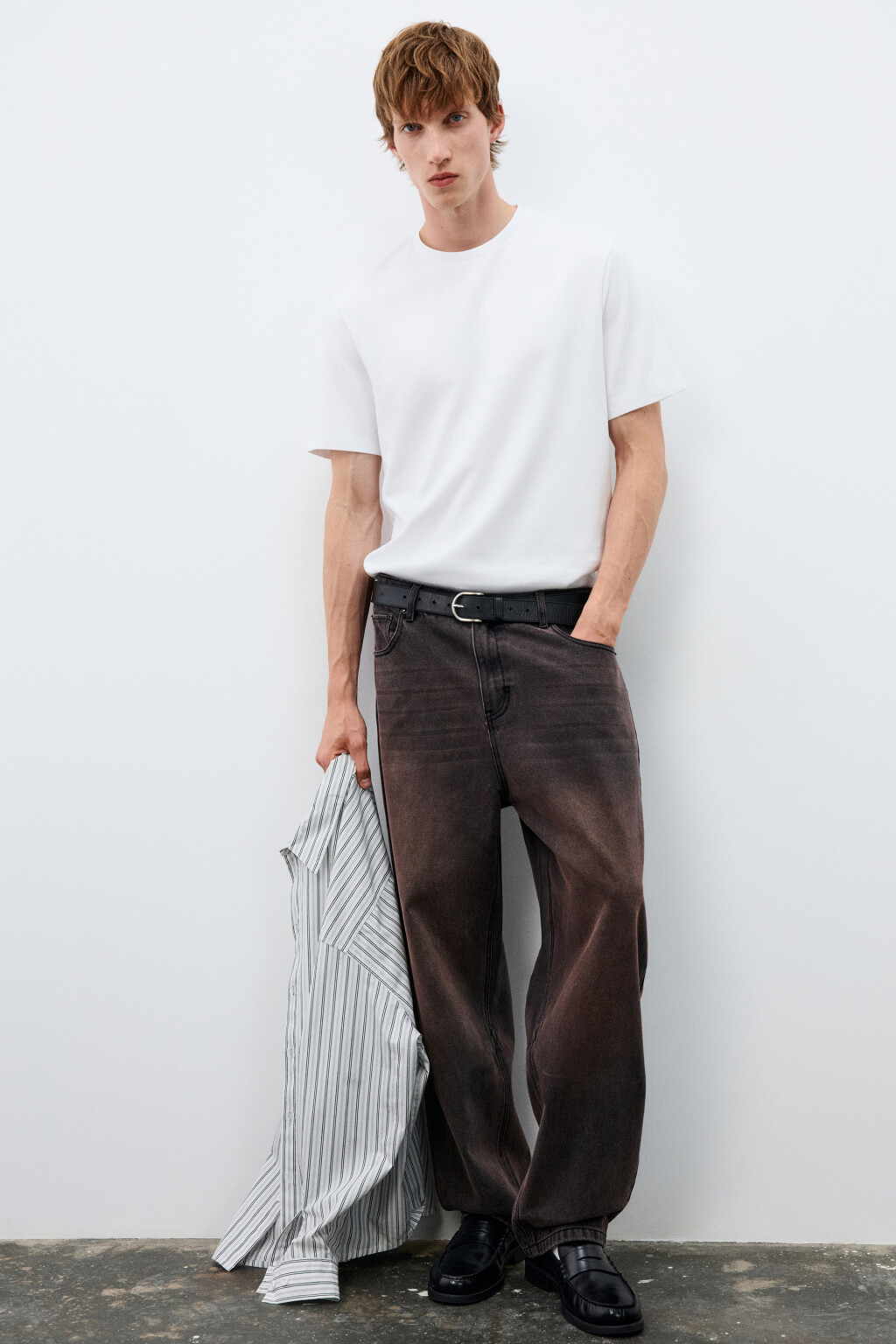 Футболка прямая из гладкой ткани - цвет белый - 1