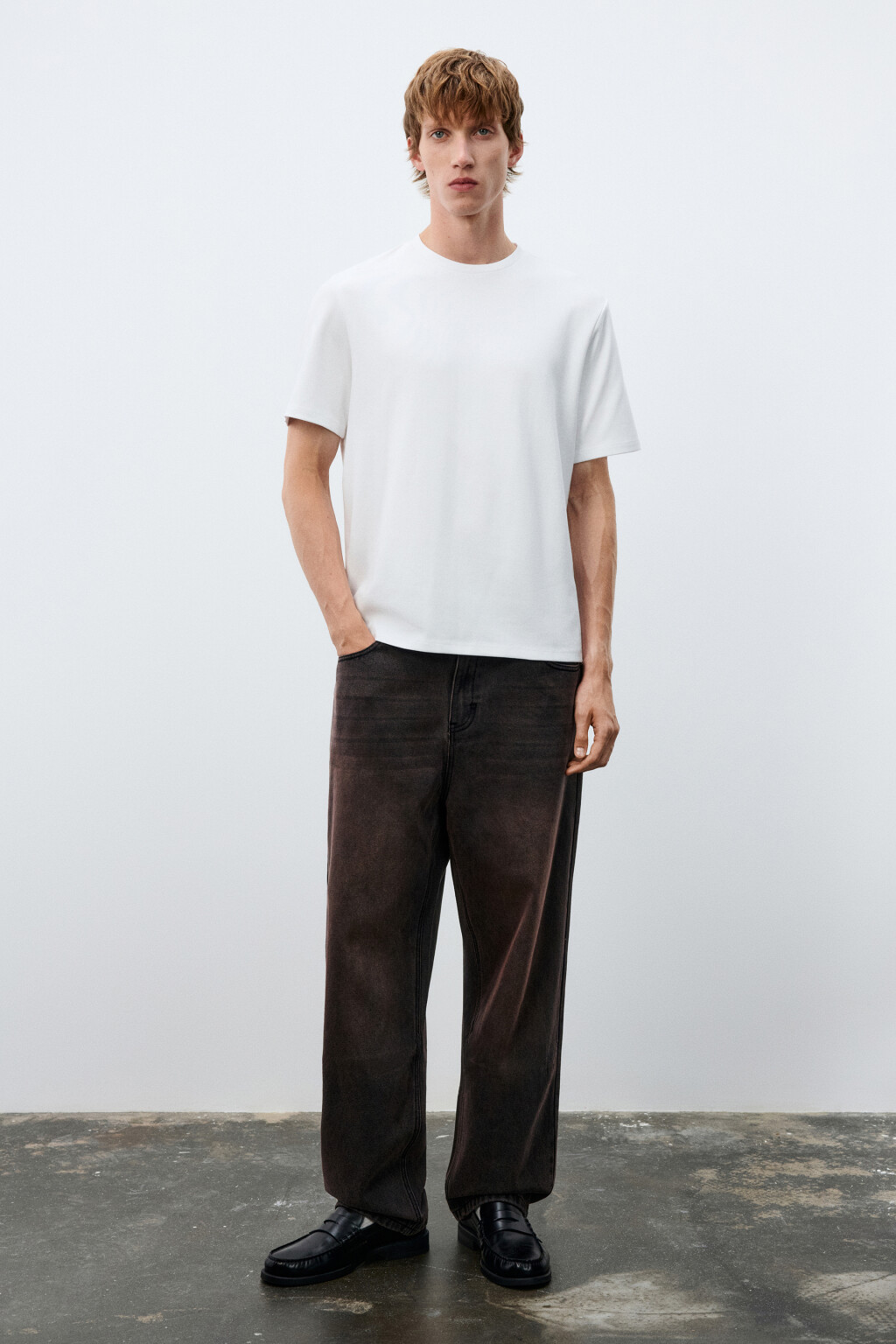 Футболка прямая из гладкой ткани - цвет белый - 5