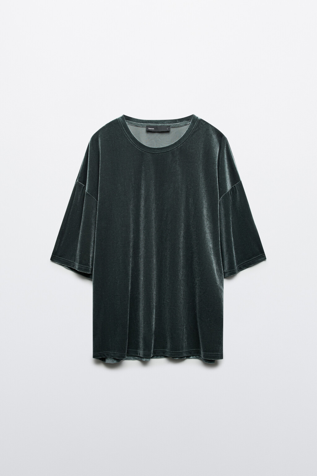 Футболка укороченная из велюра - цвет зеленый - 8