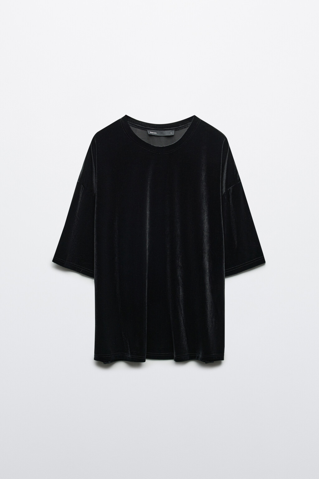 Футболка укороченная из велюра - цвет черный - 8