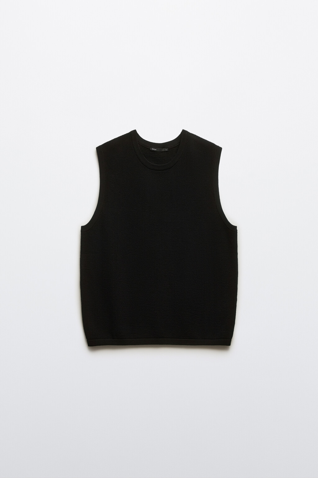 Майка хлопковая в рубчик - цвет черный - 8