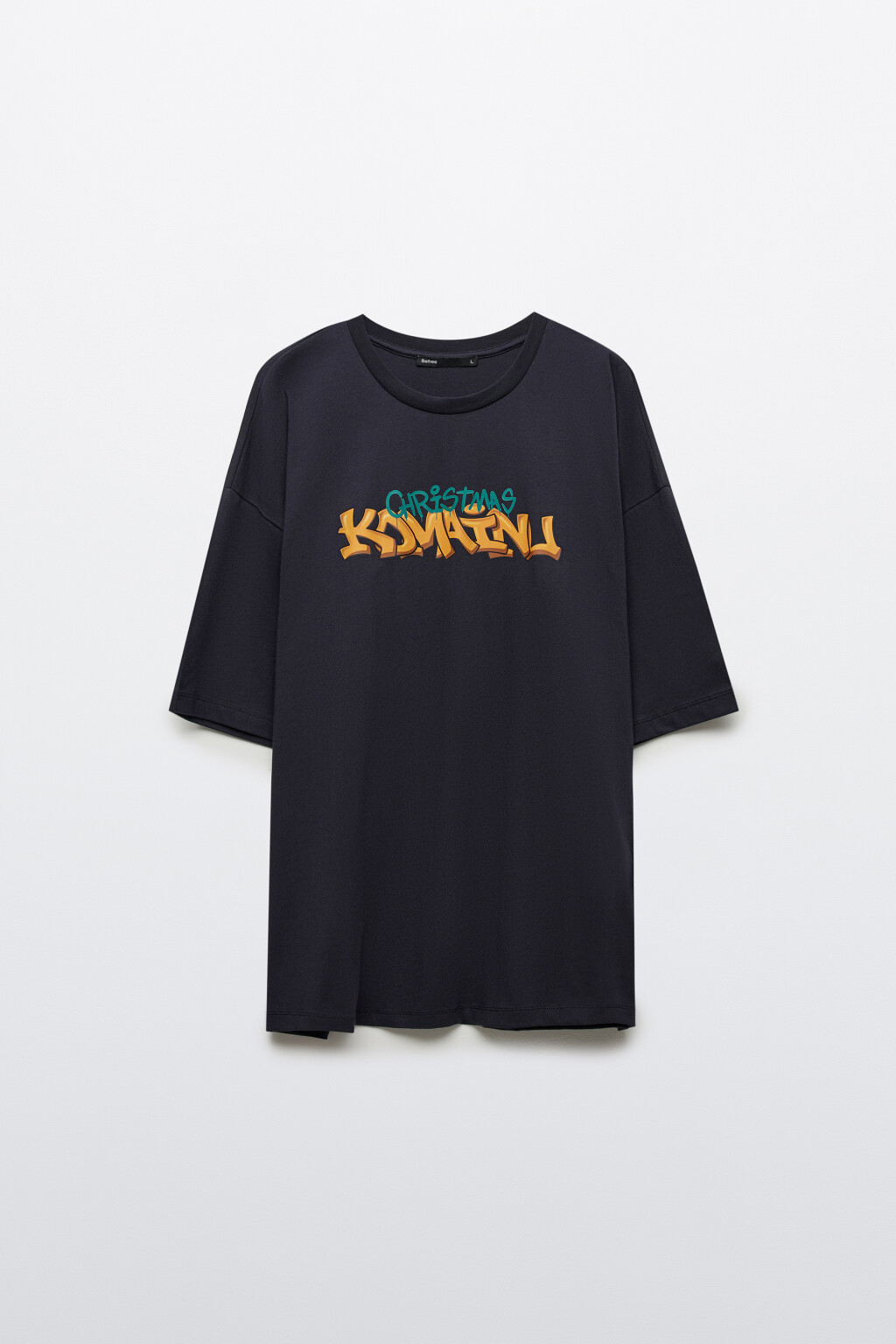 Футболка с новогодним принтом - цвет синий - 8