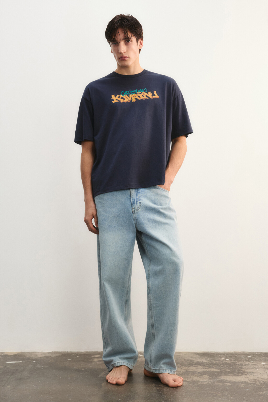 Футболка с новогодним принтом - цвет синий - 5