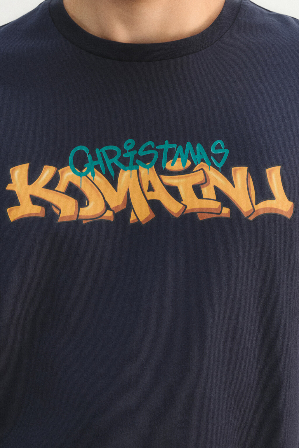 Футболка с новогодним принтом - цвет синий - 6