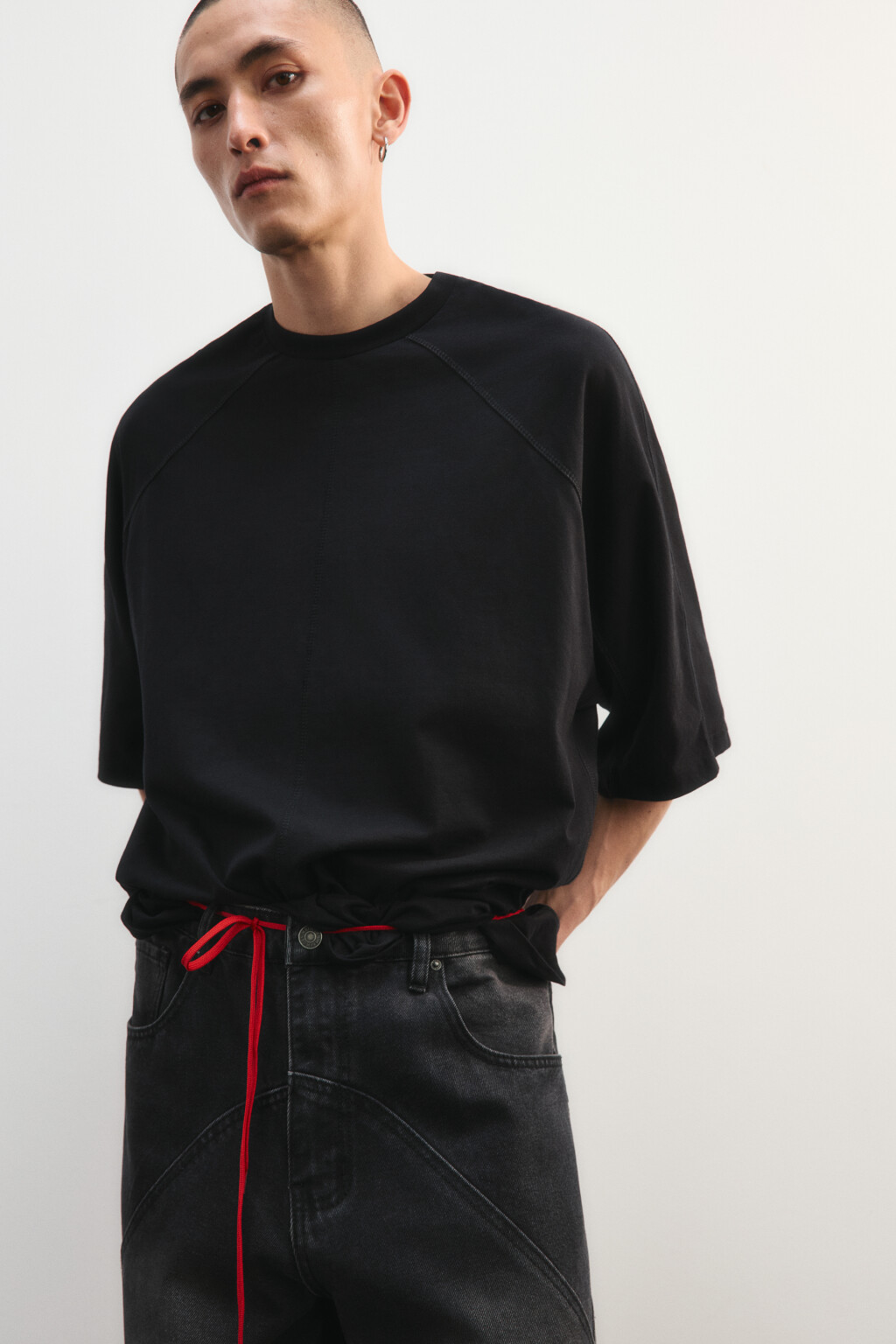 Футболка прямая из хлопка - цвет черный - 1