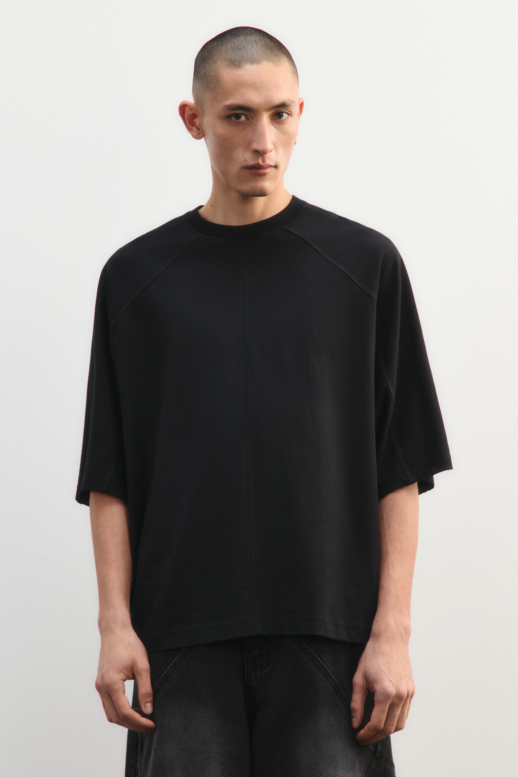 Футболка прямая из хлопка - цвет черный - 2