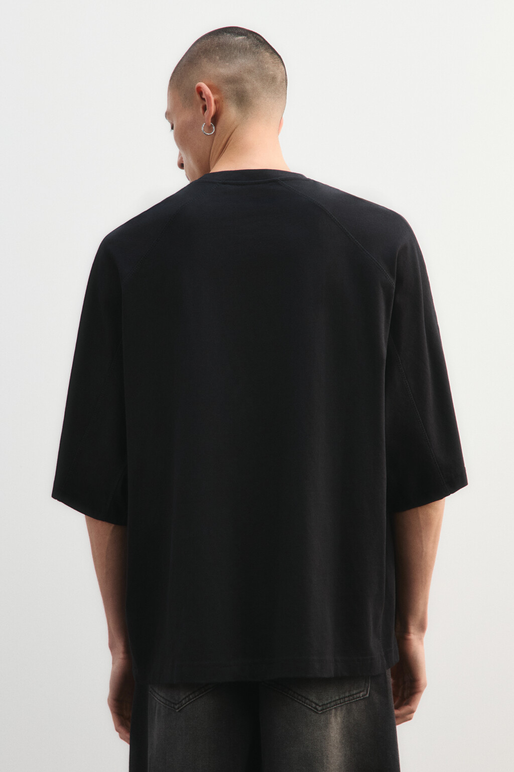 Футболка прямая из хлопка - цвет черный - 3