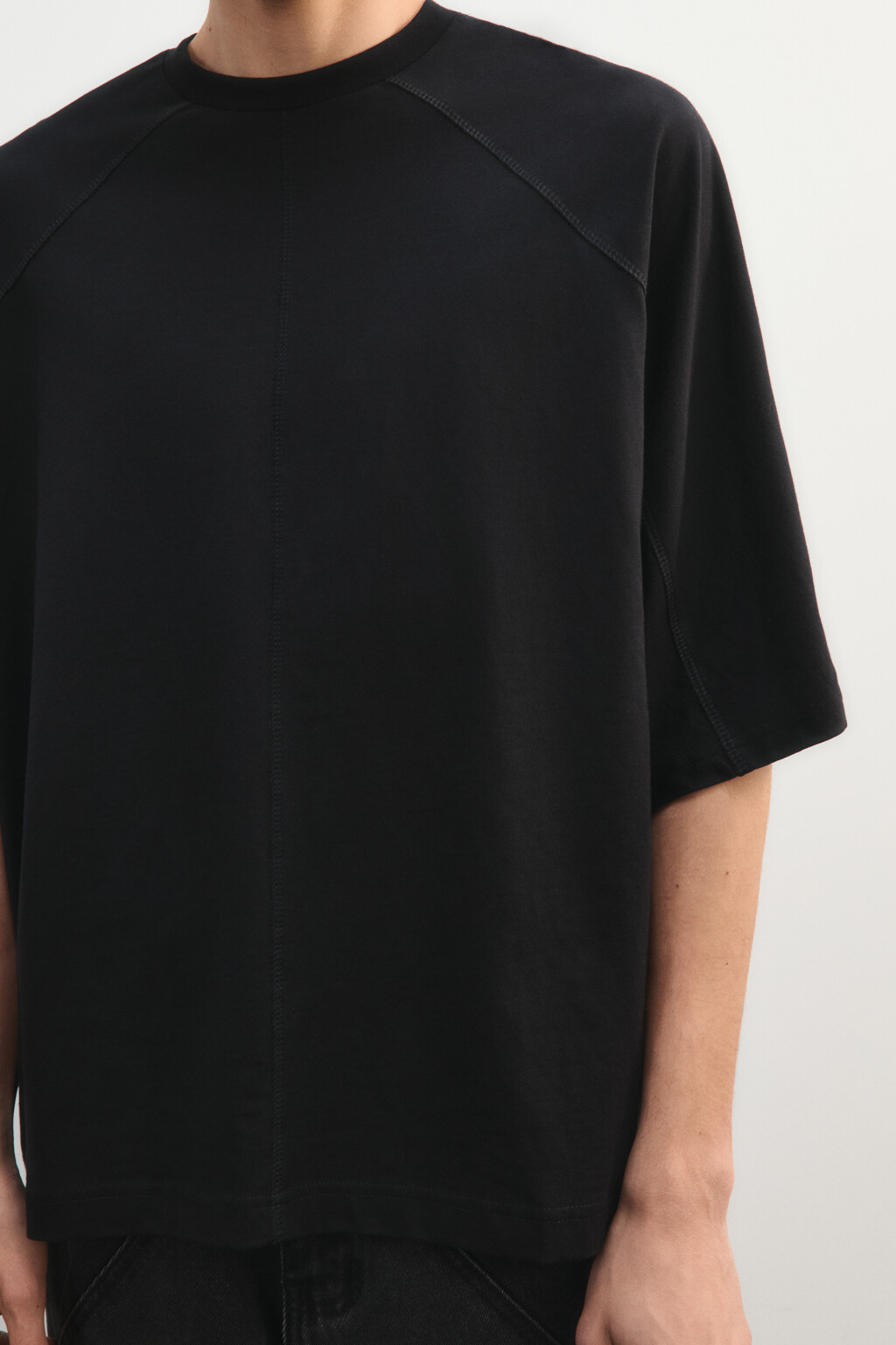 Футболка прямая из хлопка - цвет черный - 5