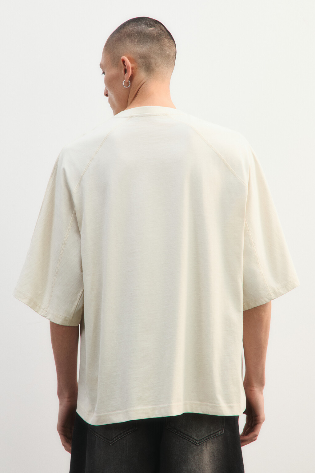 Футболка прямая из хлопка - цвет молочный - 3