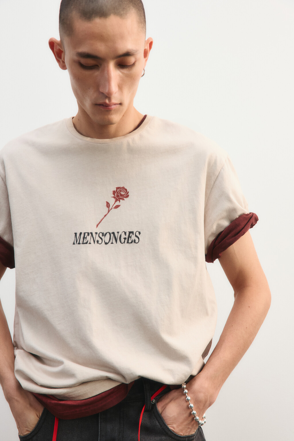 Футболка вареная с принтом - цвет серый - 2