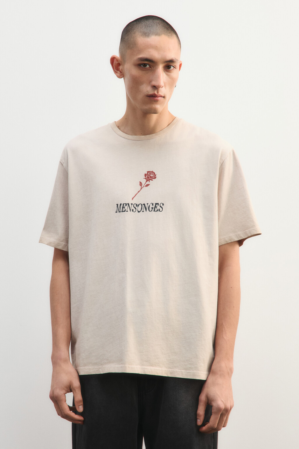 Футболка вареная с принтом - цвет серый - 3