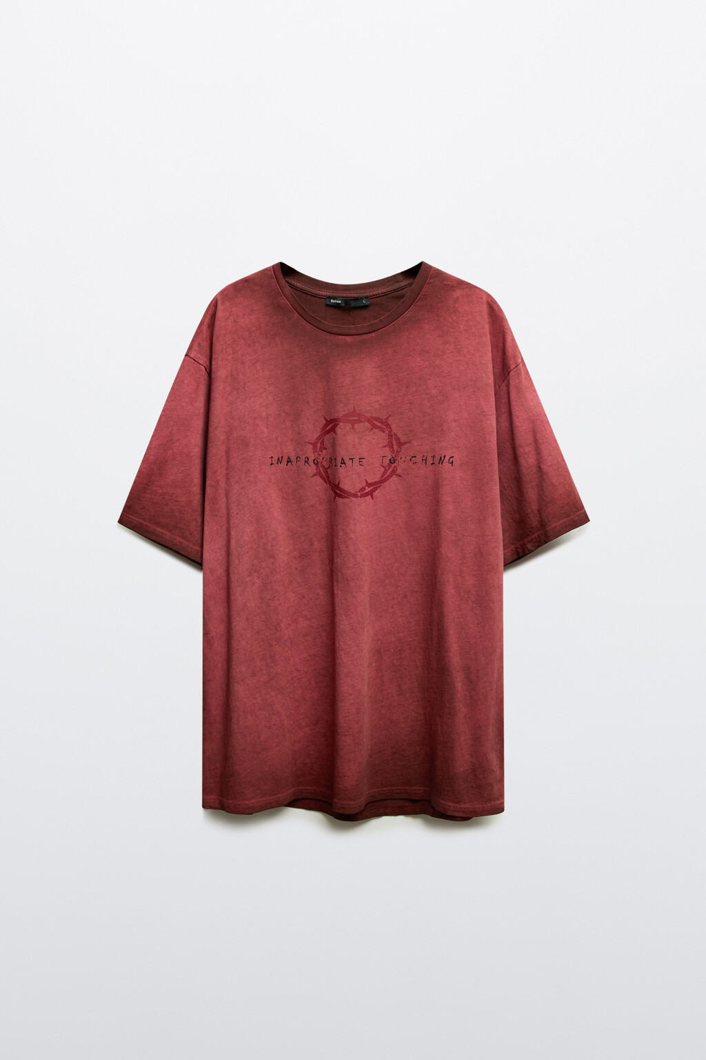 Футболка вареная с принтом - цвет бордовый - 8