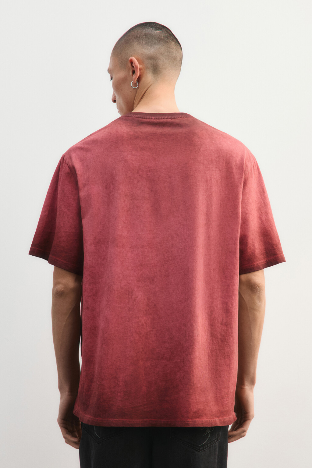 Футболка вареная с принтом - цвет бордовый - 4