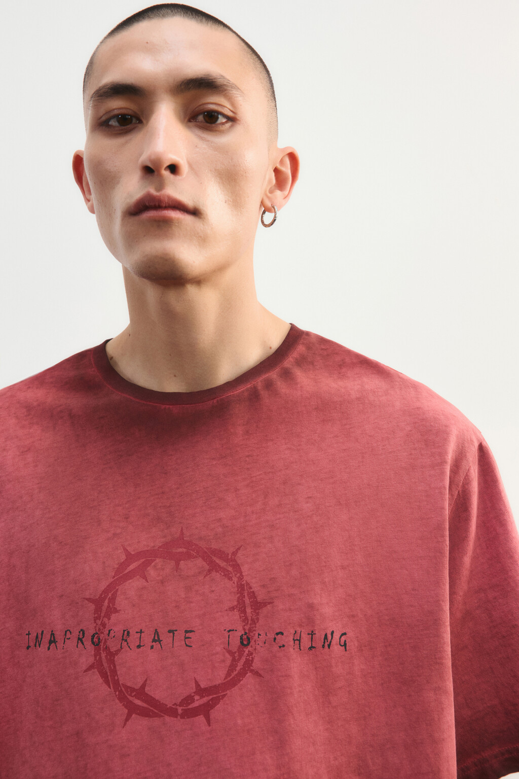 Футболка вареная с принтом - цвет бордовый - 6