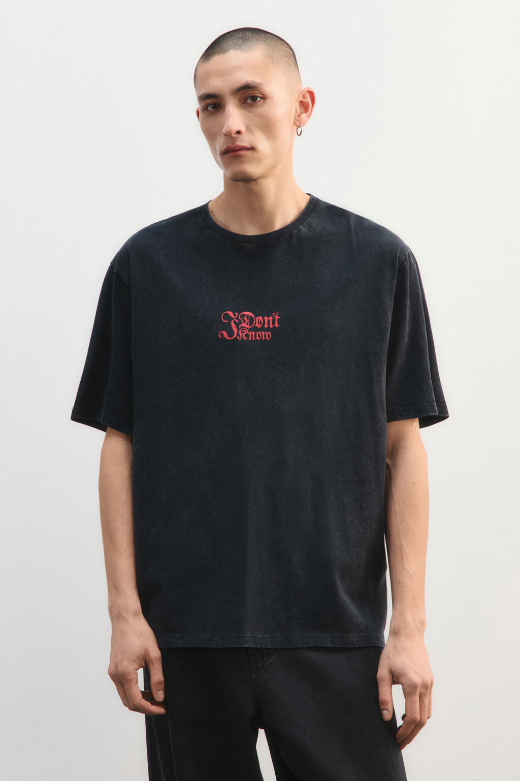 Футболка вареная с принтом - цвет черный - 3