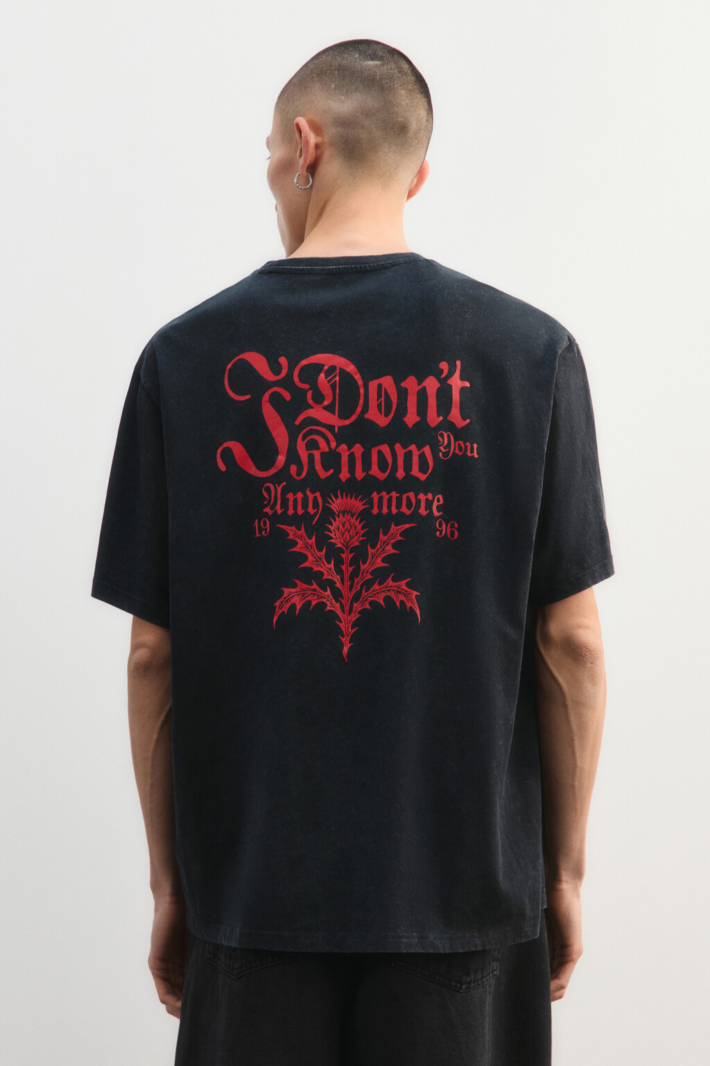 Футболка вареная с принтом - цвет черный - 4