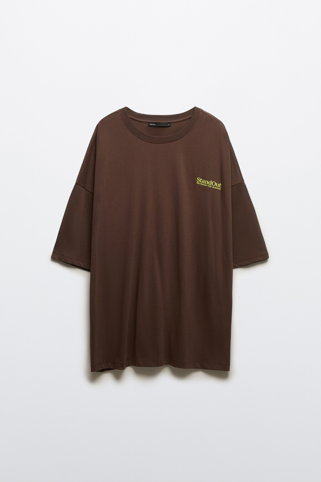 Футболка вареная с принтом - цвет коричневый - 1