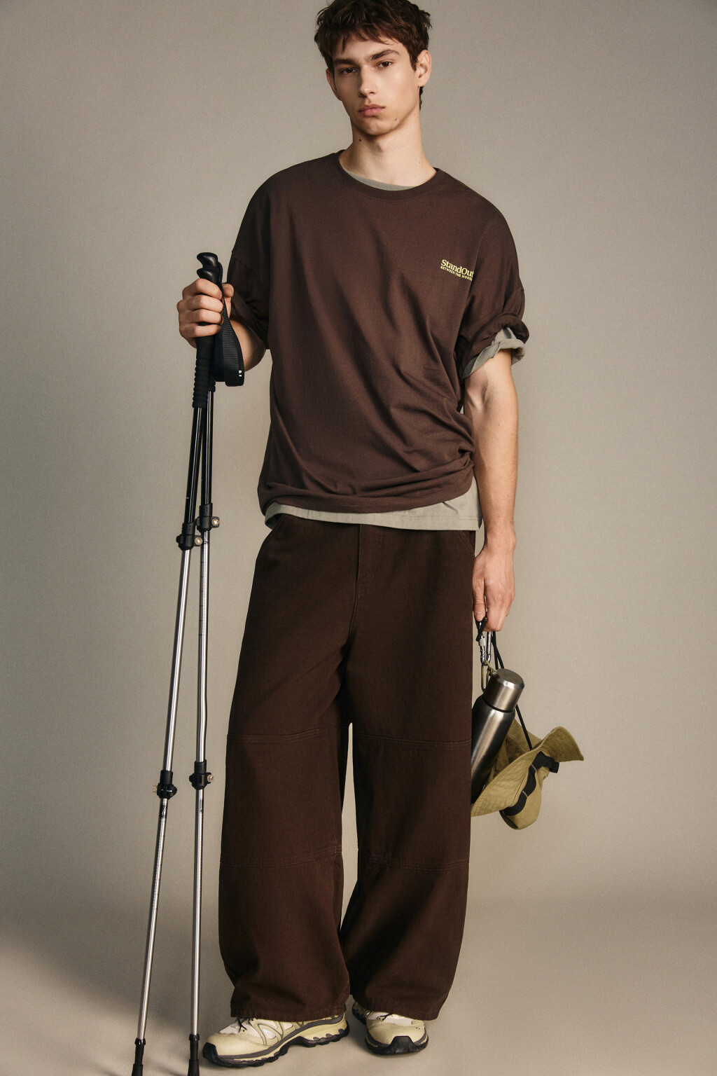 Футболка вареная с принтом - цвет коричневый - 4