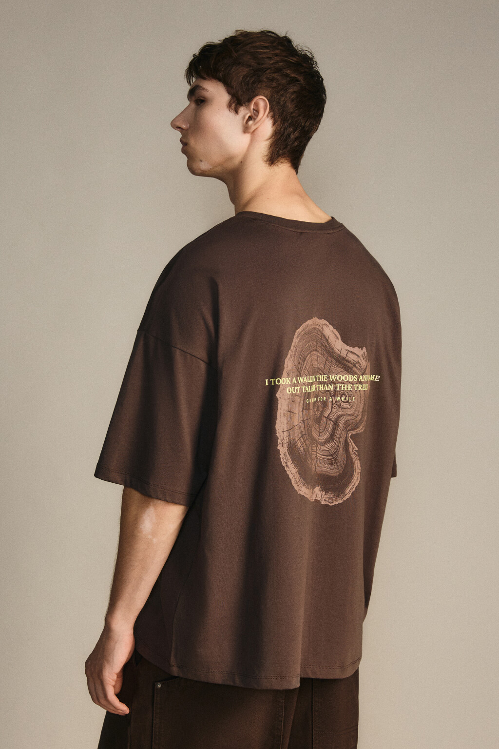 Футболка вареная с принтом - цвет коричневый - 6
