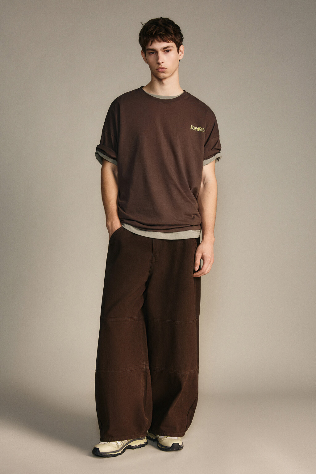 Футболка вареная с принтом - цвет коричневый - 7