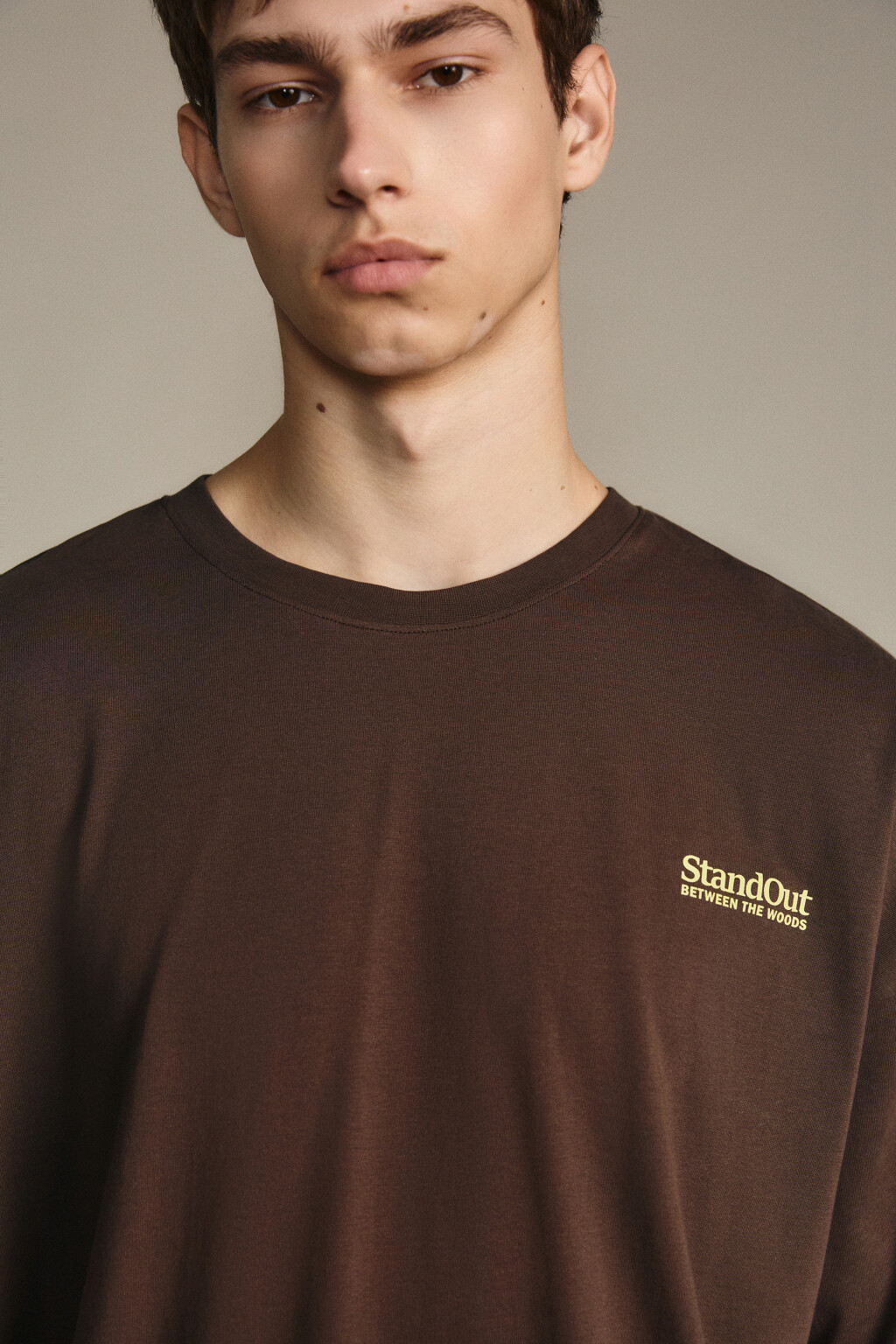 Футболка вареная с принтом - цвет коричневый - 8