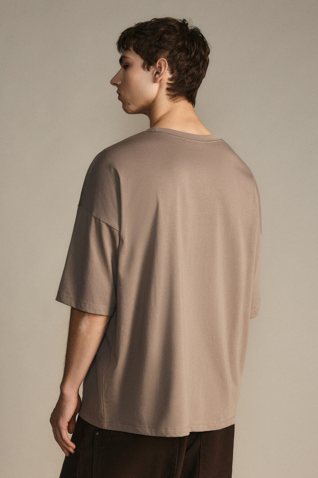 Футболка вареная с принтом - цвет коричневый - 5