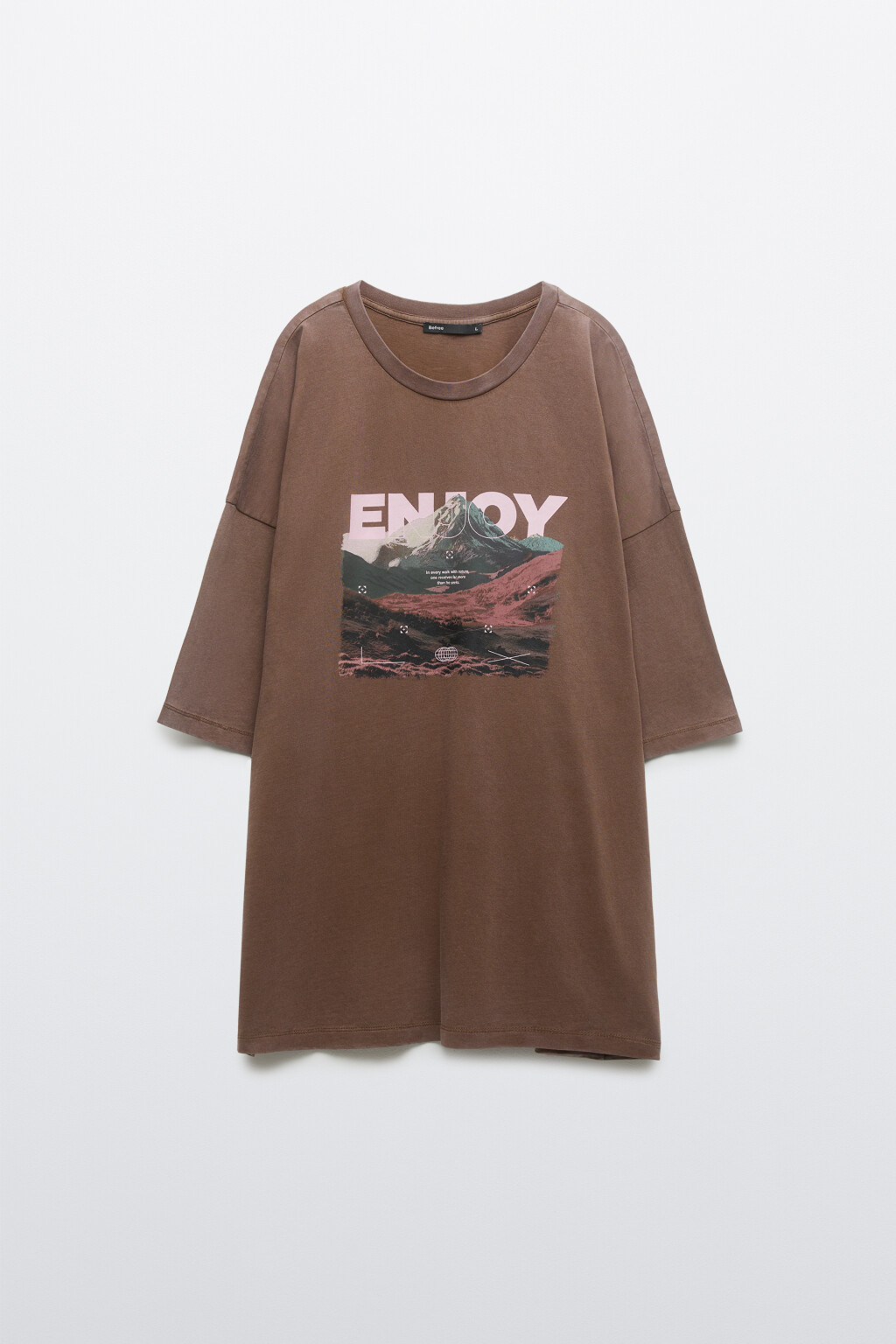 Футболка хлопковая с вареным эффектом - цвет коричневый - 1