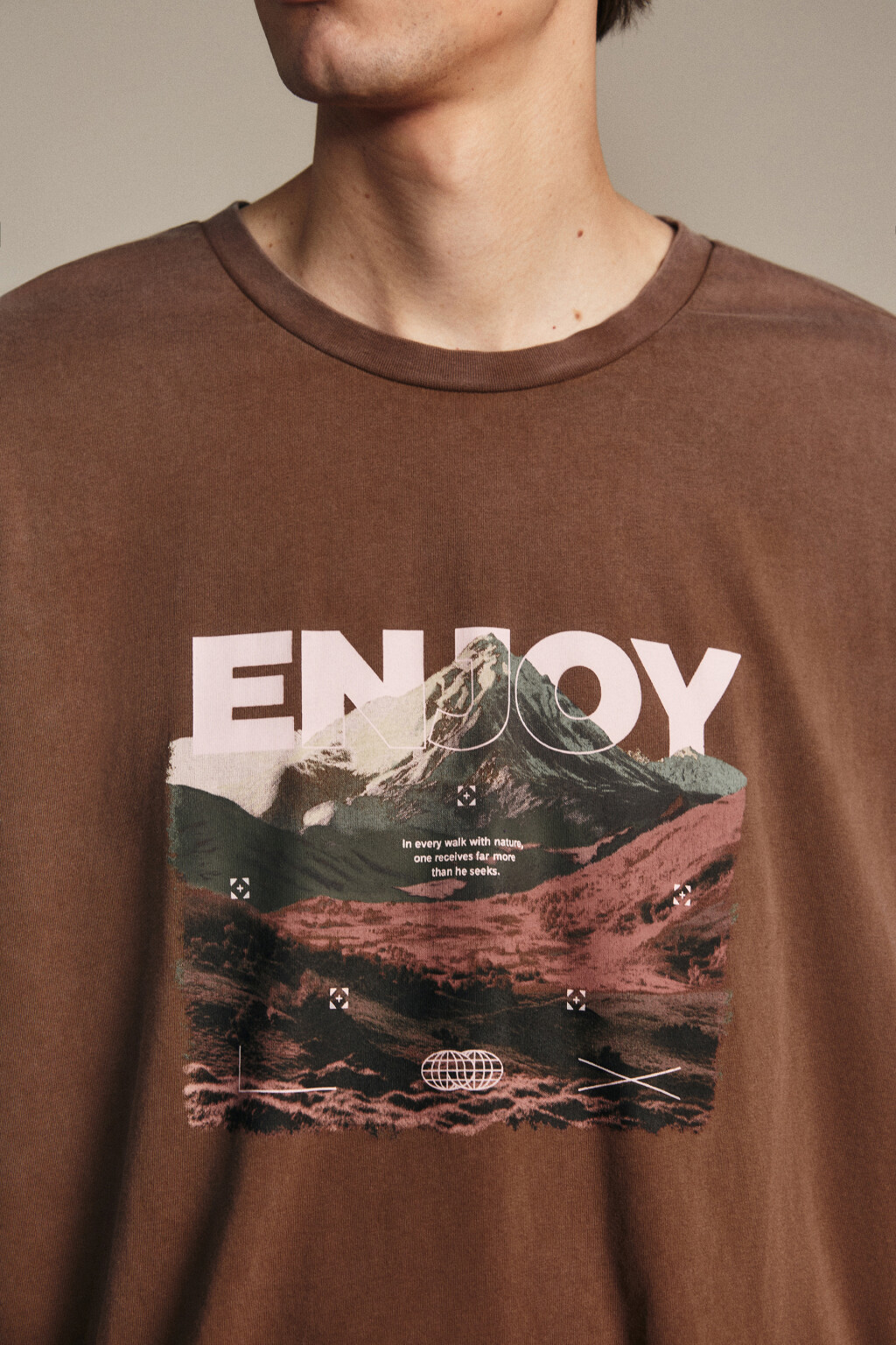 Футболка хлопковая с вареным эффектом - цвет коричневый - 7