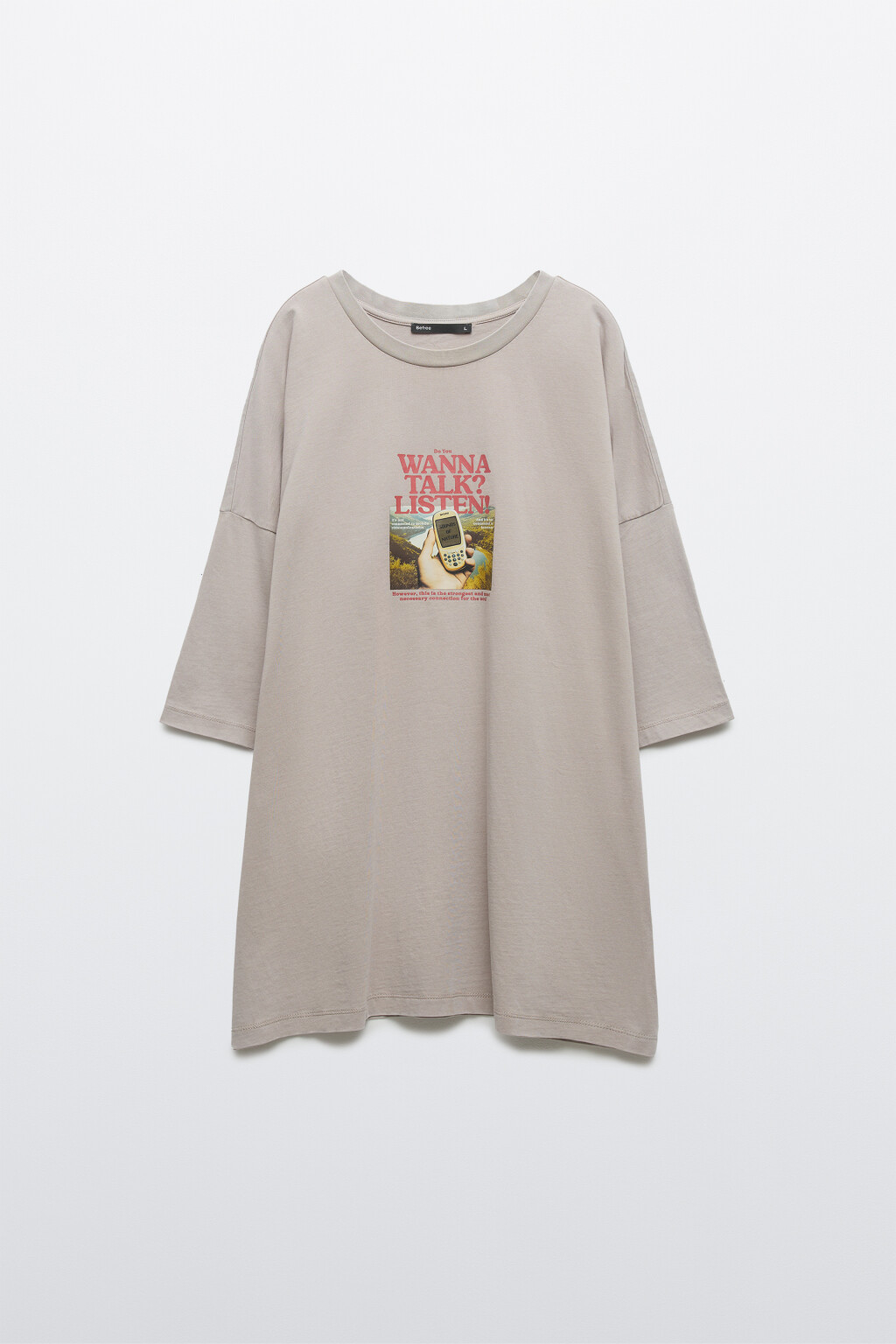 Футболка хлопковая с вареным эффектом - цвет бежевый - 1