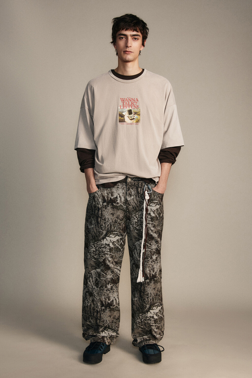 Футболка хлопковая с вареным эффектом - цвет бежевый - 5